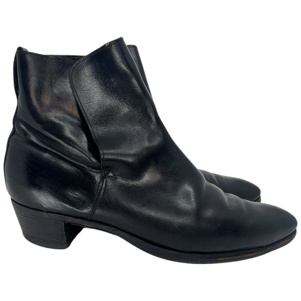 Vintage Handmade Black Leather Pull On Ankle Boots Spain with Shoe Tree - 7D